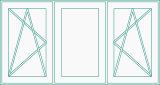 Схема открывания Трьохстулкове вікно з двома поворотними стулками